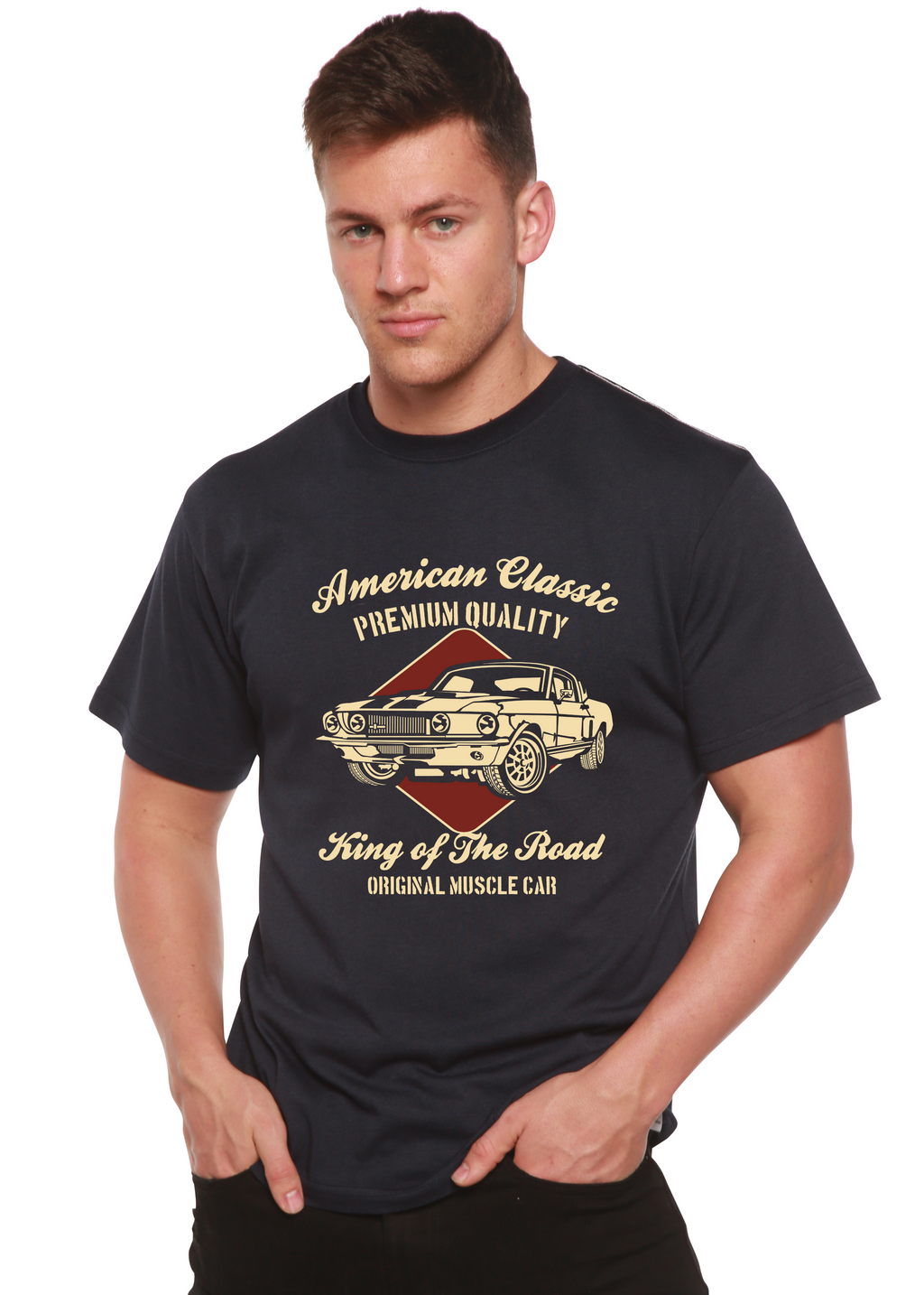 American Classic Men's Bamboo Viscose/Organic Cotton Short Sleeve Graphic T-Shirt Spun Bamboo