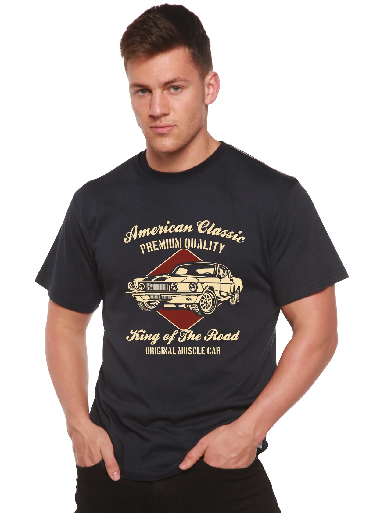 American Classic Men's Bamboo Viscose/Organic Cotton Short Sleeve Graphic T-Shirt Spun Bamboo