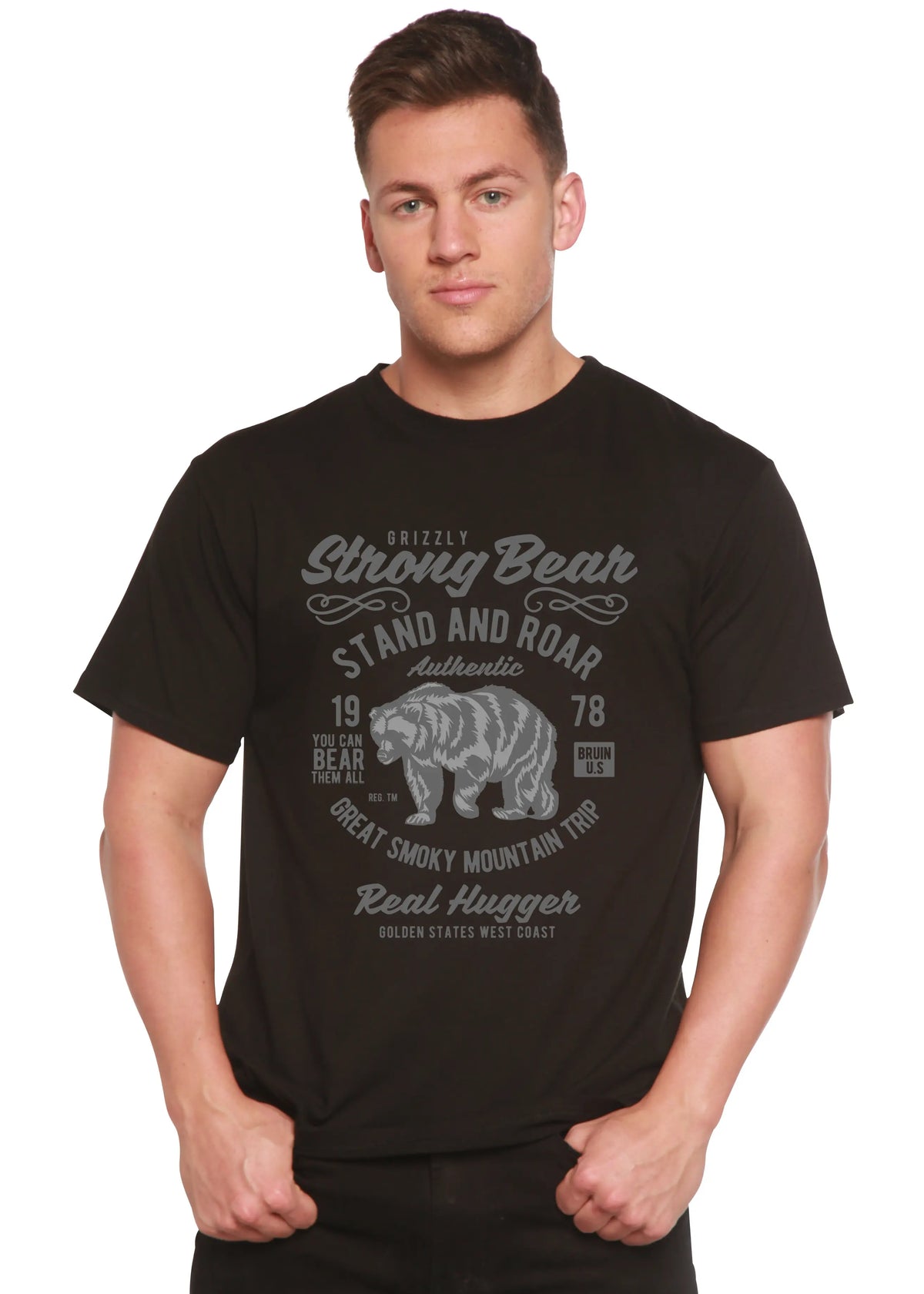 Strong Bear Spun Bamboo® Men's Bamboo Viscose/Organic Cotton Short Sleeve Graphic T-Shirt Spun Bamboo
