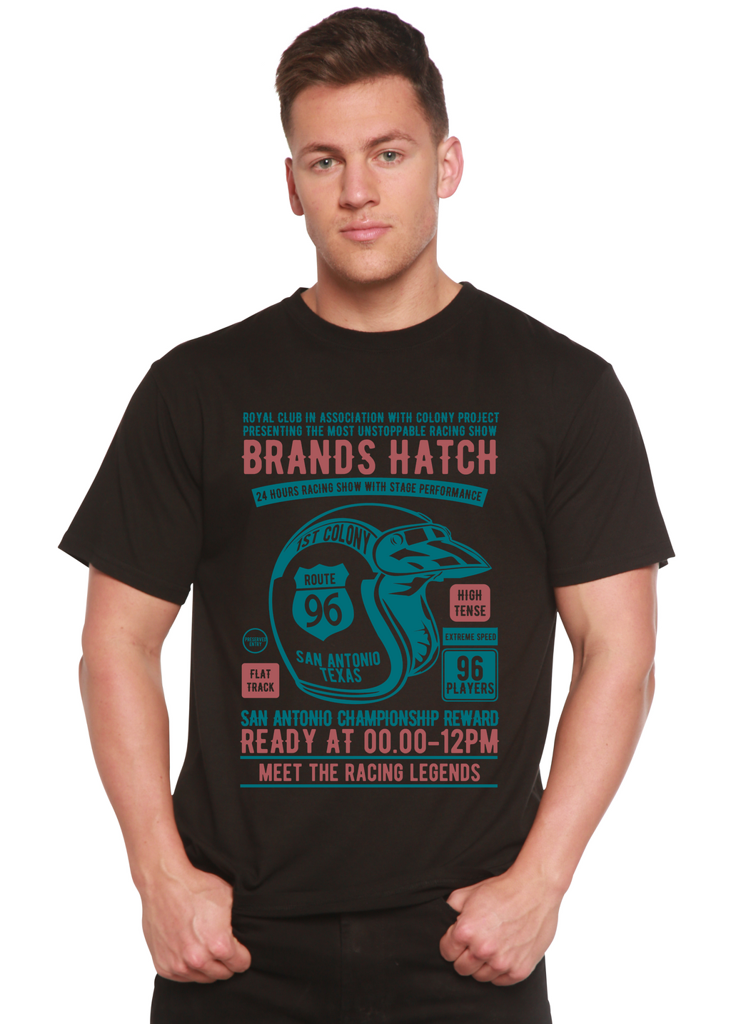 Brands Hatch Men's Bamboo Viscose/Organic Cotton Short Sleeve Graphic T-Shirt Spun Bamboo