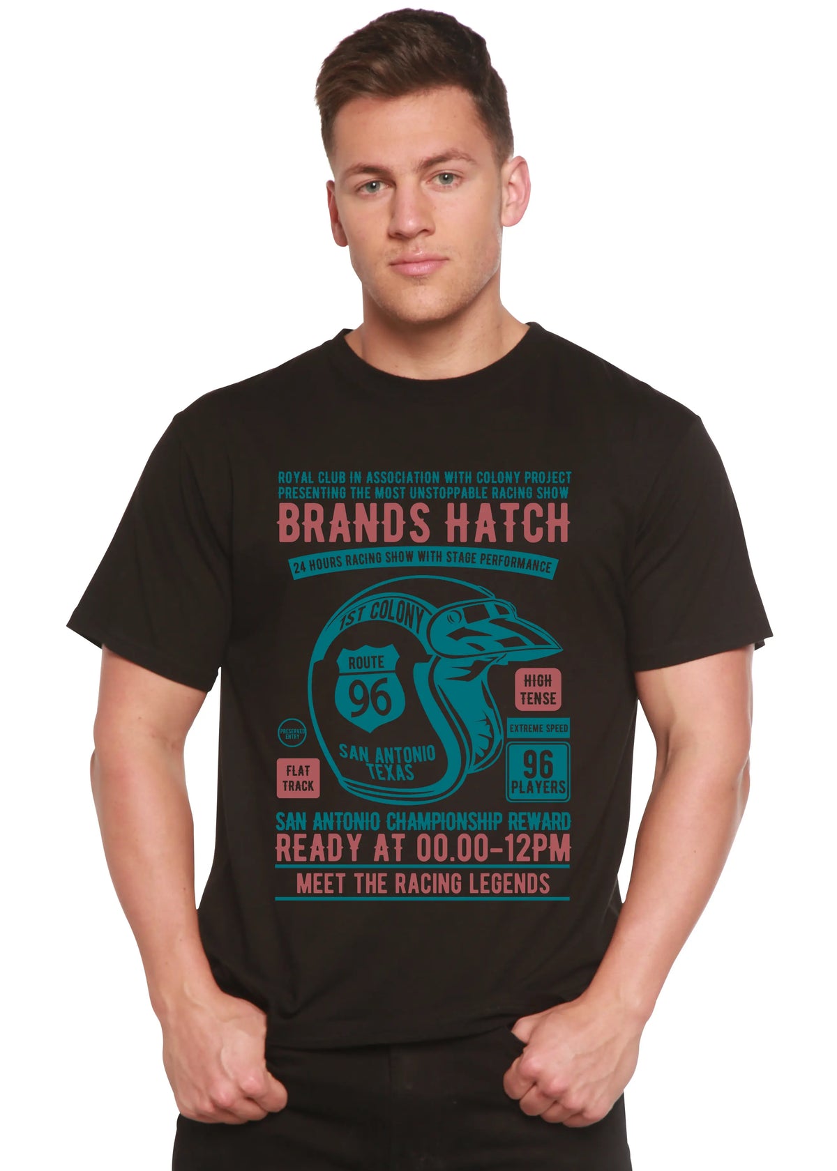 Brands Hatch Men's Bamboo Viscose/Organic Cotton Short Sleeve Graphic T-Shirt Spun Bamboo