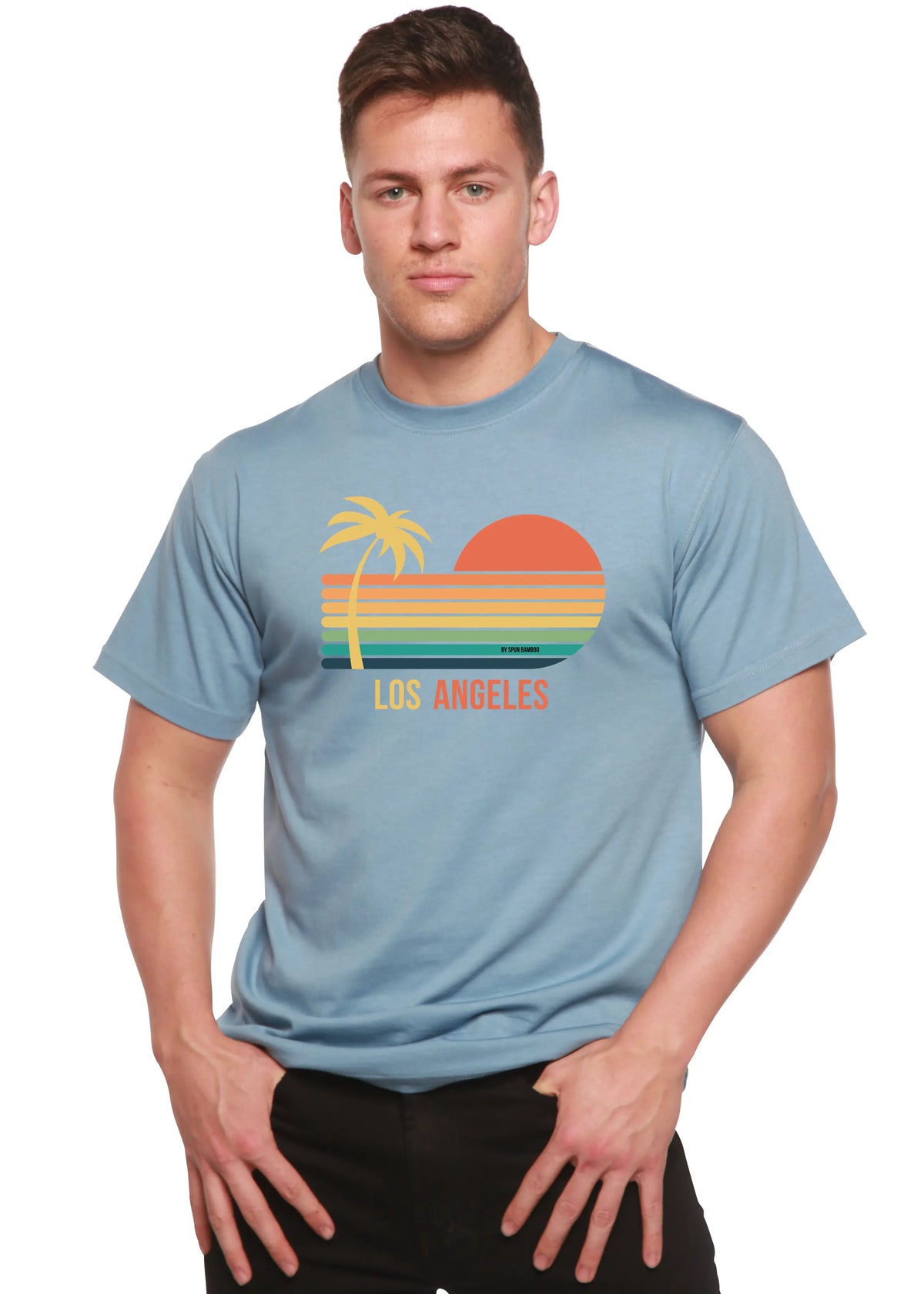 Los Angeles Unisex Bamboo Viscose/Organic Cotton Short Sleeve Graphic T-Shirt Spun Bamboo