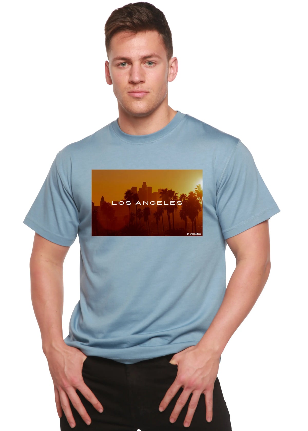 Los Angeles Unisex Bamboo Viscose/Organic Cotton Short Sleeve Graphic T-Shirt Spun Bamboo