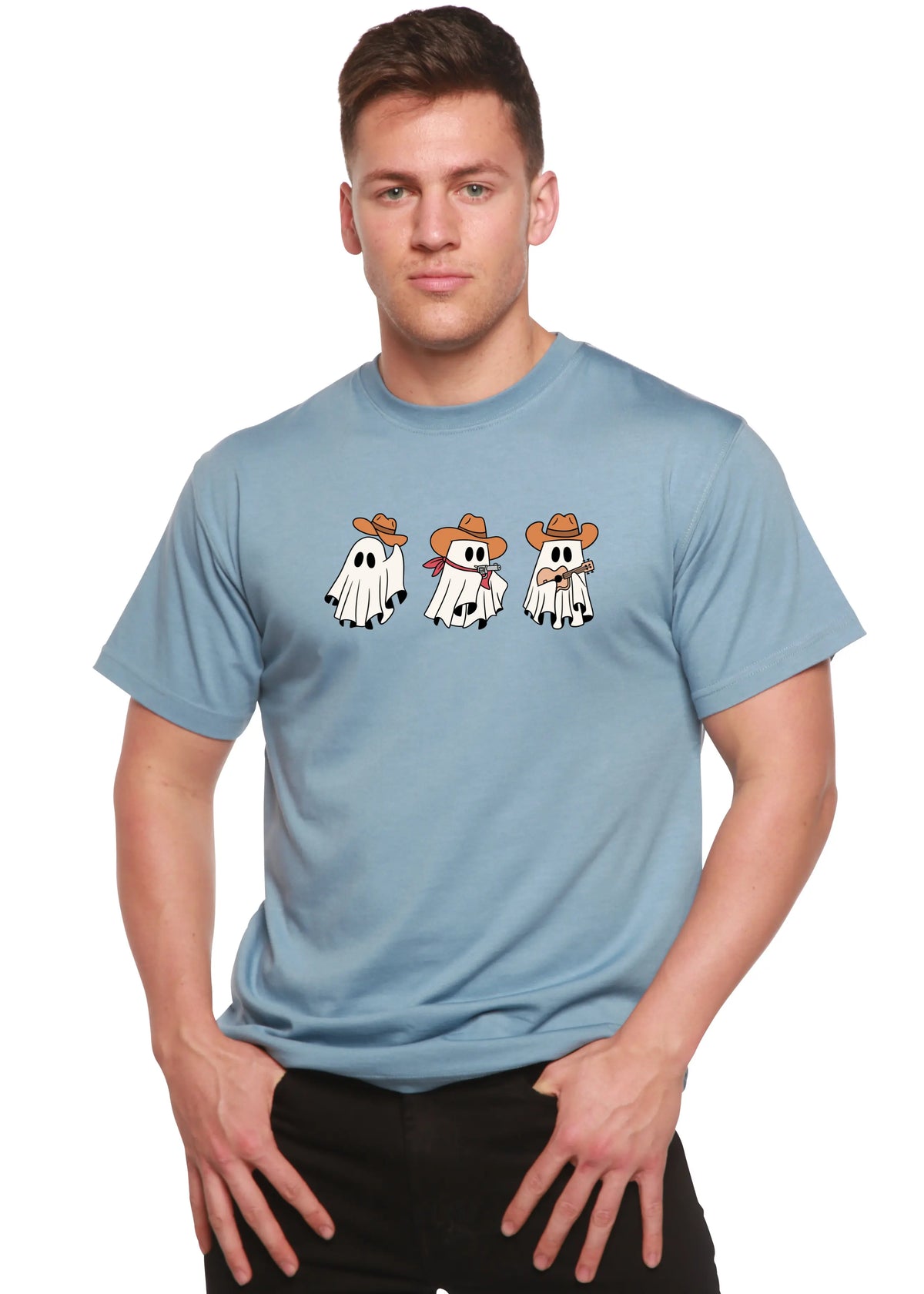 Cowboy Ghosts Unisex Bamboo Viscose/Organic Cotton Short Sleeve Graphic T-Shirt Spun Bamboo