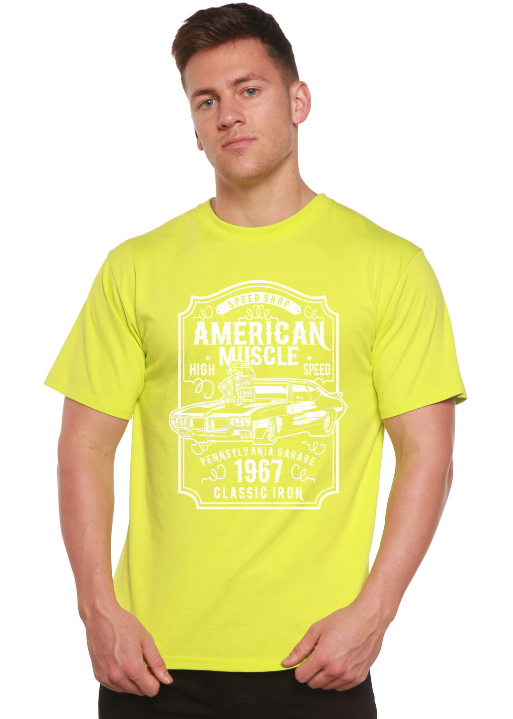 American Muscle Men's Bamboo Viscose/Organic Cotton Short Sleeve Graphic T-Shirt Spun Bamboo