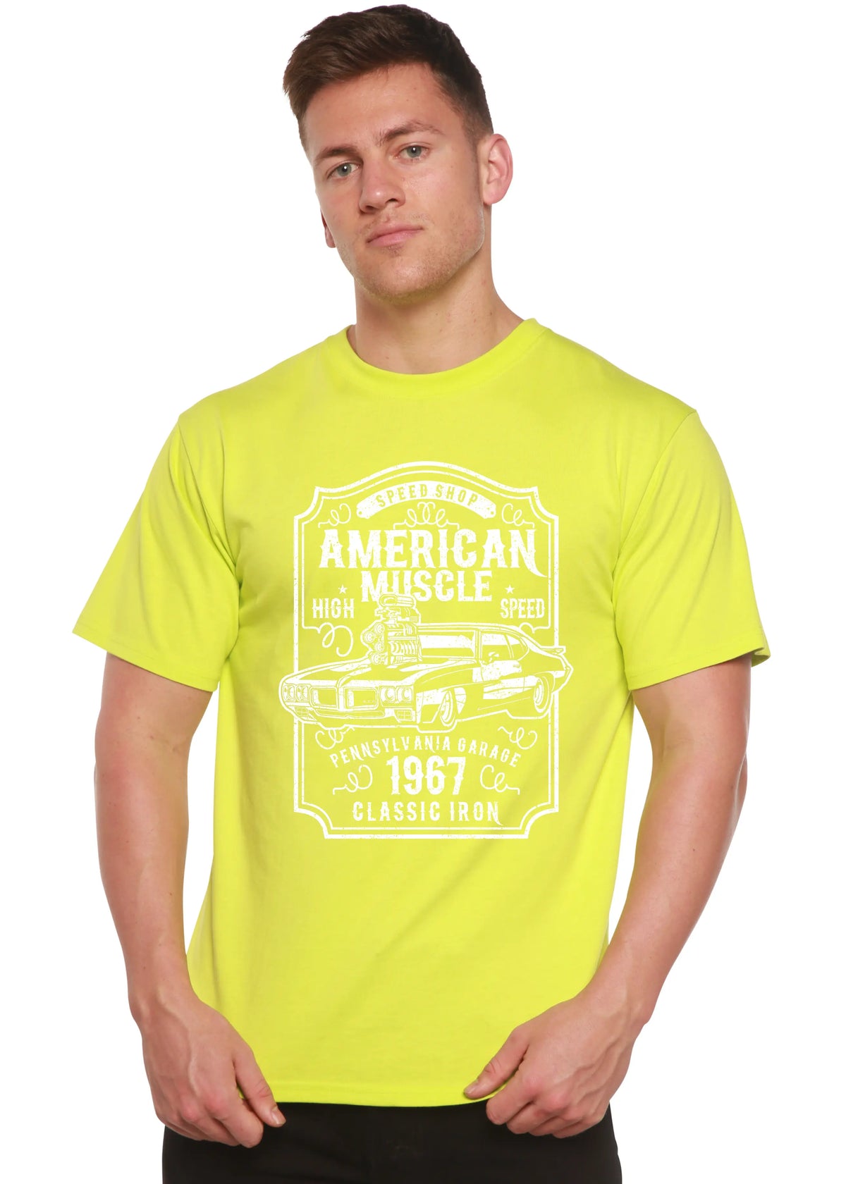 American Muscle Men's Bamboo Viscose/Organic Cotton Short Sleeve Graphic T-Shirt Spun Bamboo