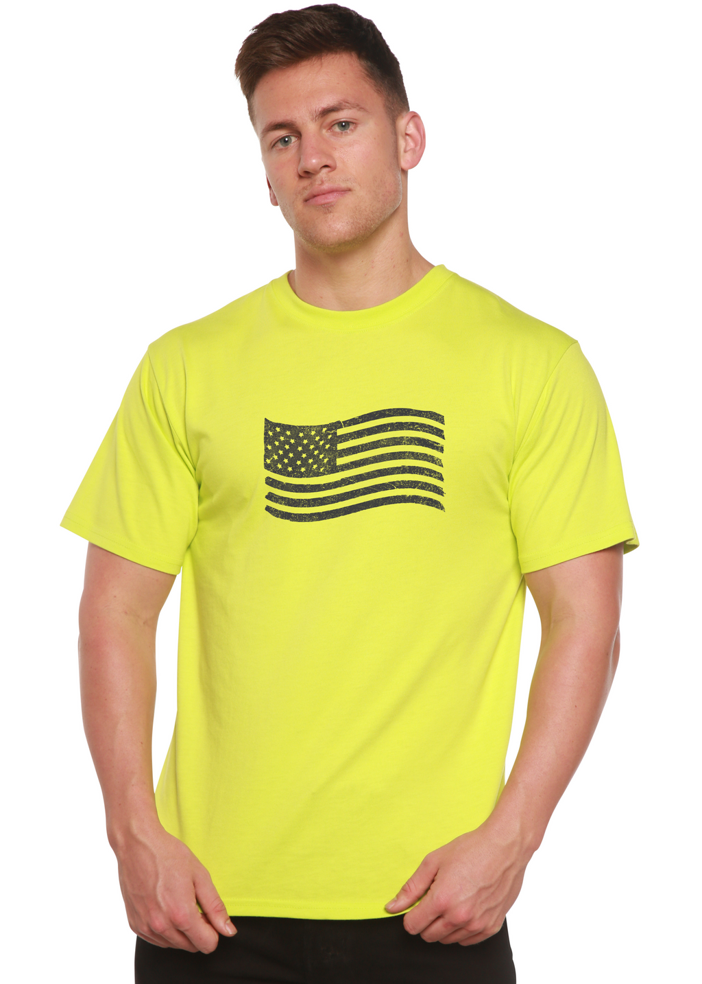 American Flag Men's Bamboo Short Sleeve Graphic T-Shirt Spun Bamboo