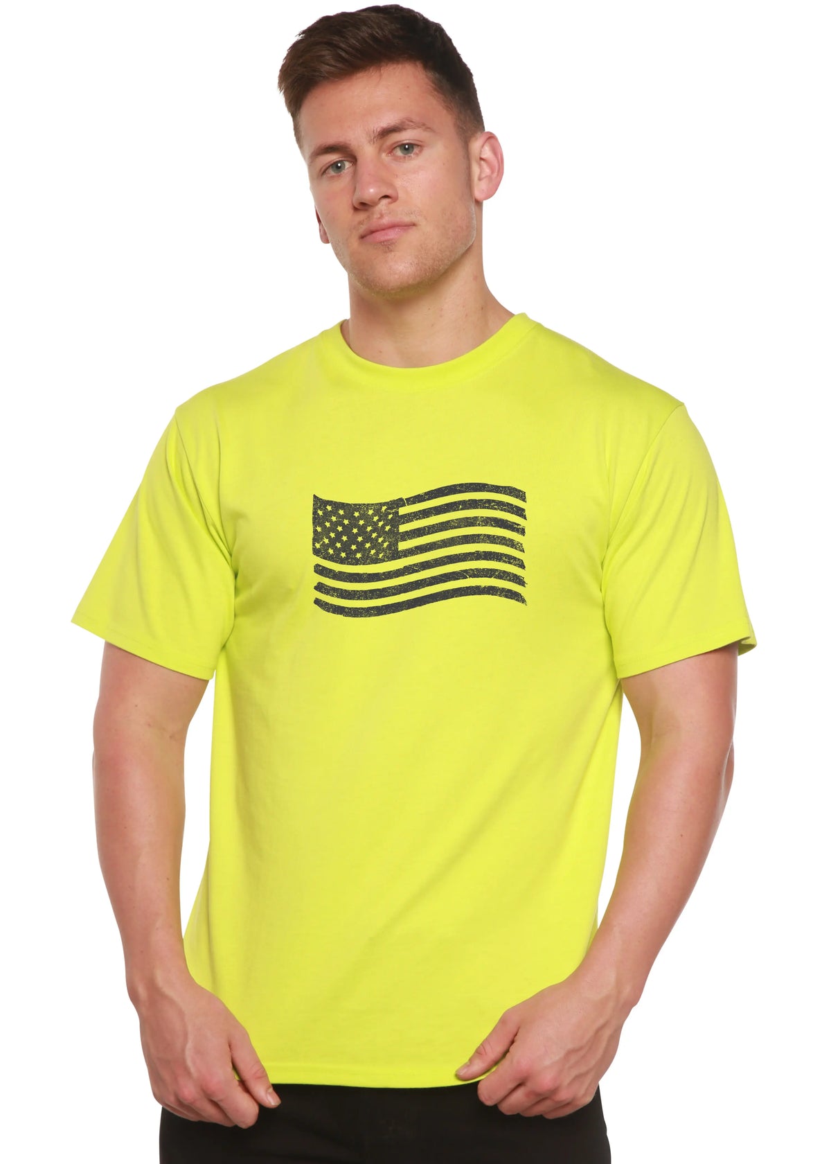 American Flag Men's Bamboo Short Sleeve Graphic T-Shirt Spun Bamboo