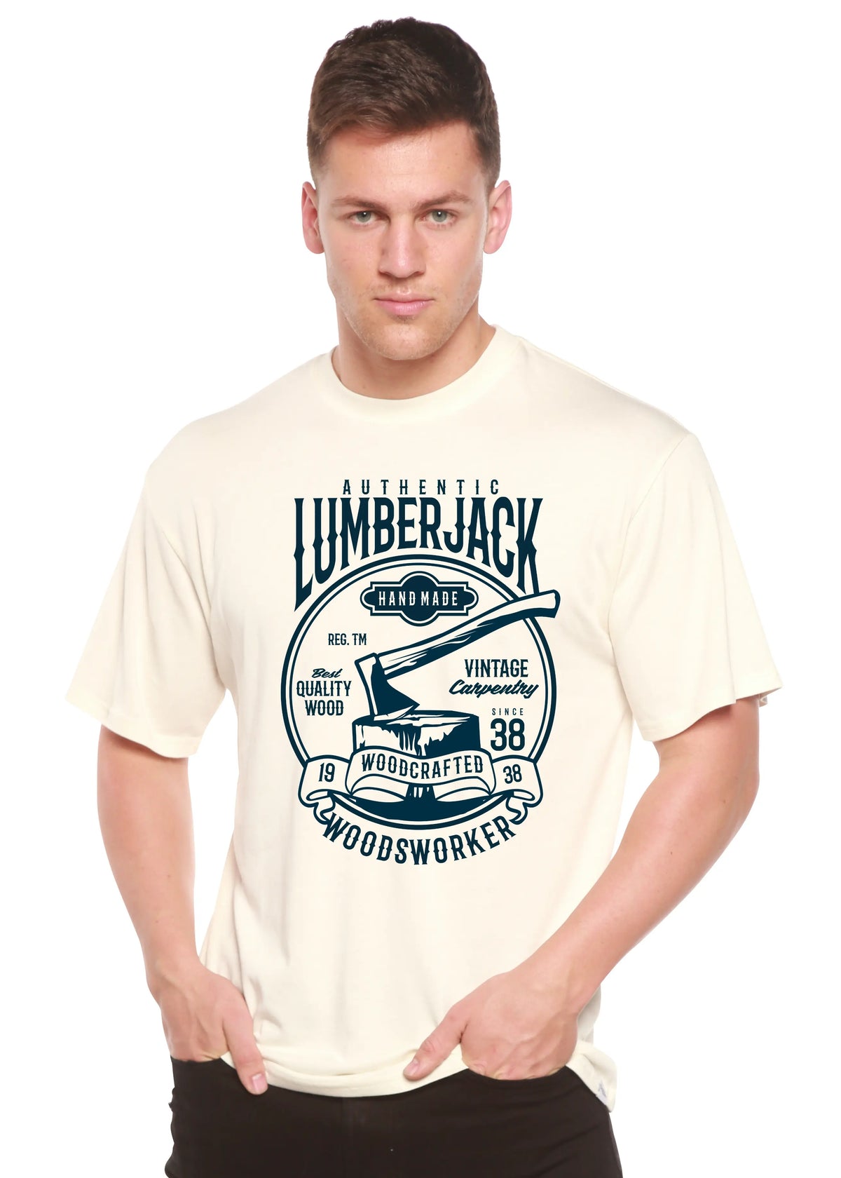 Authentic Lumberjack Men's Bamboo Viscose/Organic Cotton Short Sleeve Graphic T-Shirt Spun Bamboo
