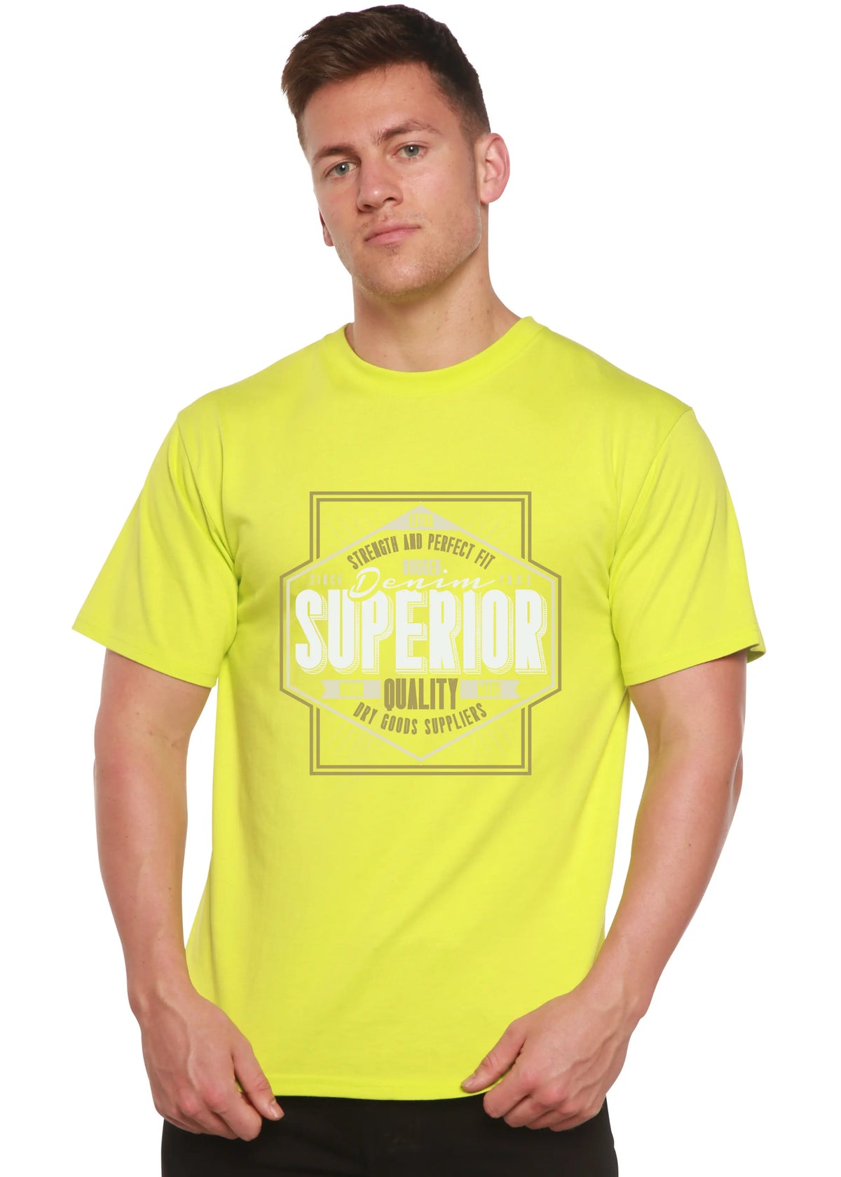 Superior Quality Men's Bamboo Viscose/Organic Cotton Short Sleeve Graphic T-Shirt Spun Bamboo