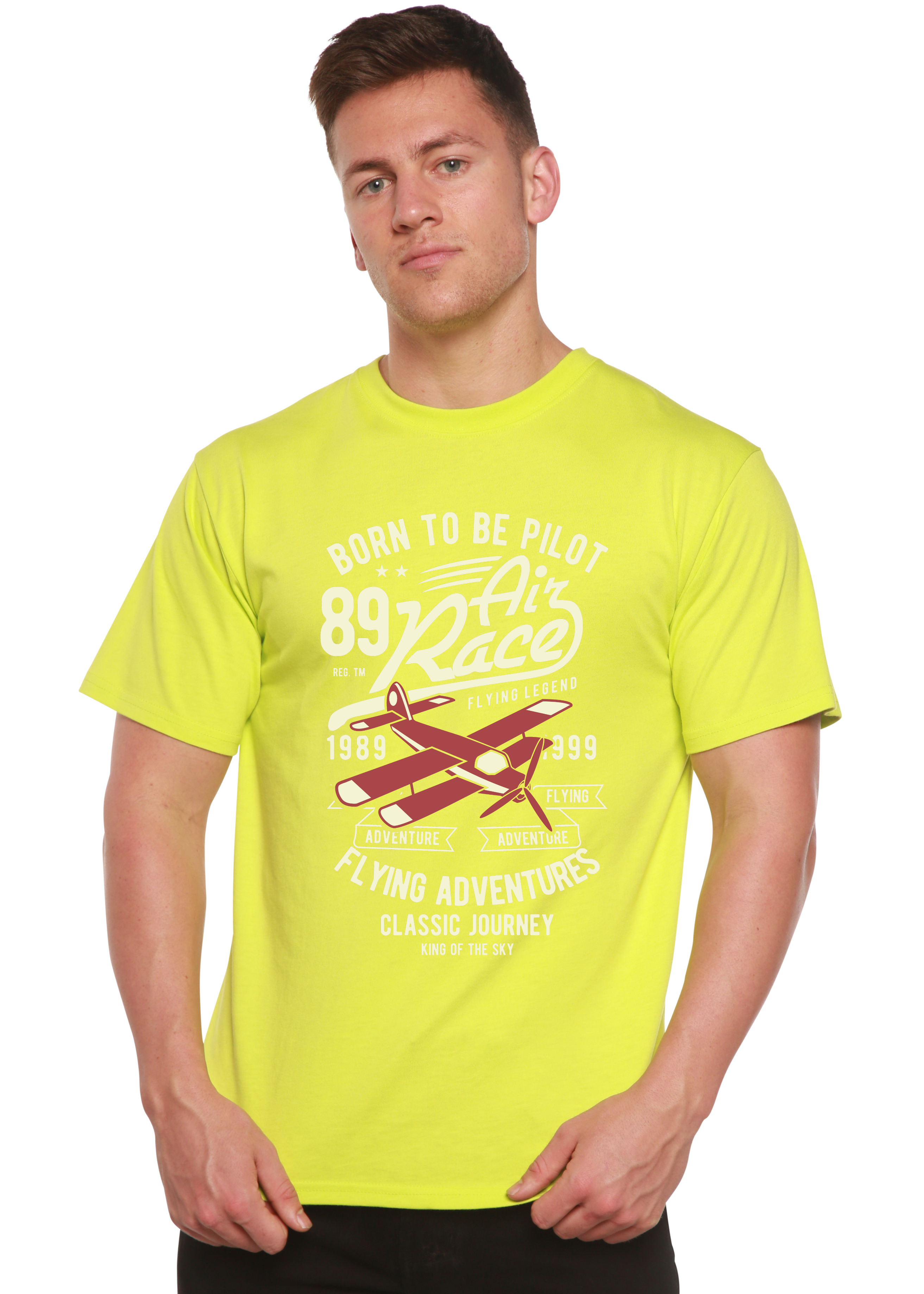 Born To Be Pilot Men's Bamboo Viscose/Organic Cotton Short Sleeve Graphic T-Shirt Spun Bamboo