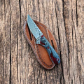 Custom Cowboy Knife with Rasp Steel Blade & Resin Handle Damascus Knife Store