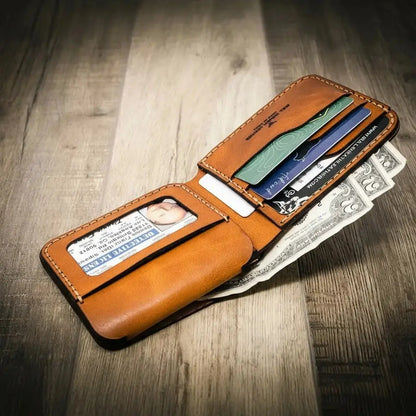 Badge Bifold Wallet Bull Sheath Leather