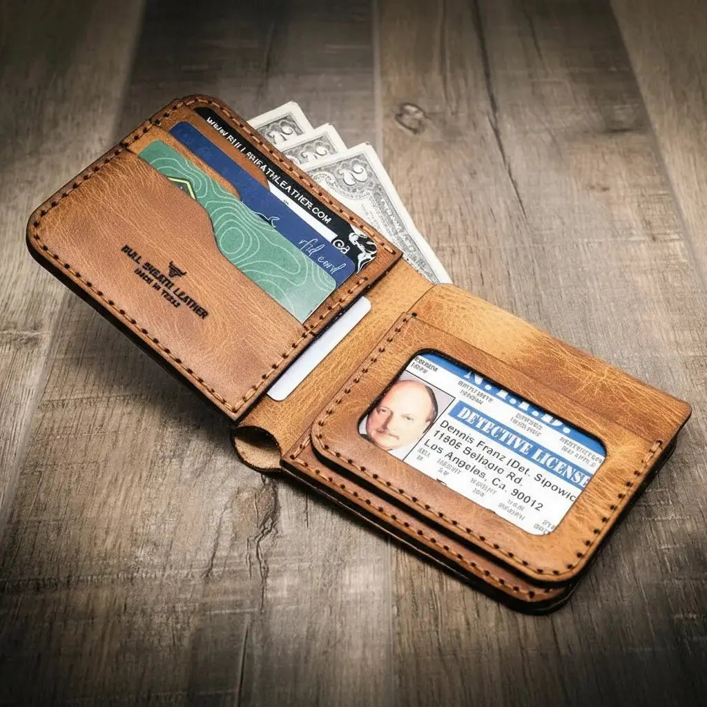 Badge Bifold Wallet Bull Sheath Leather