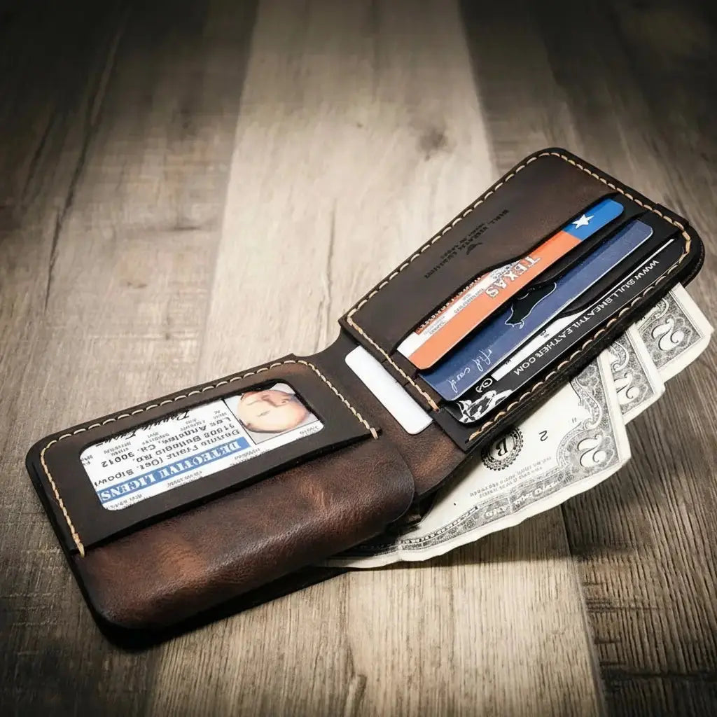 Badge Bifold Wallet Bull Sheath Leather