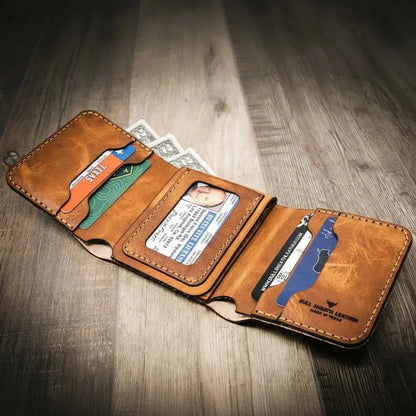 Badge Trifold Wallet Bull Sheath Leather