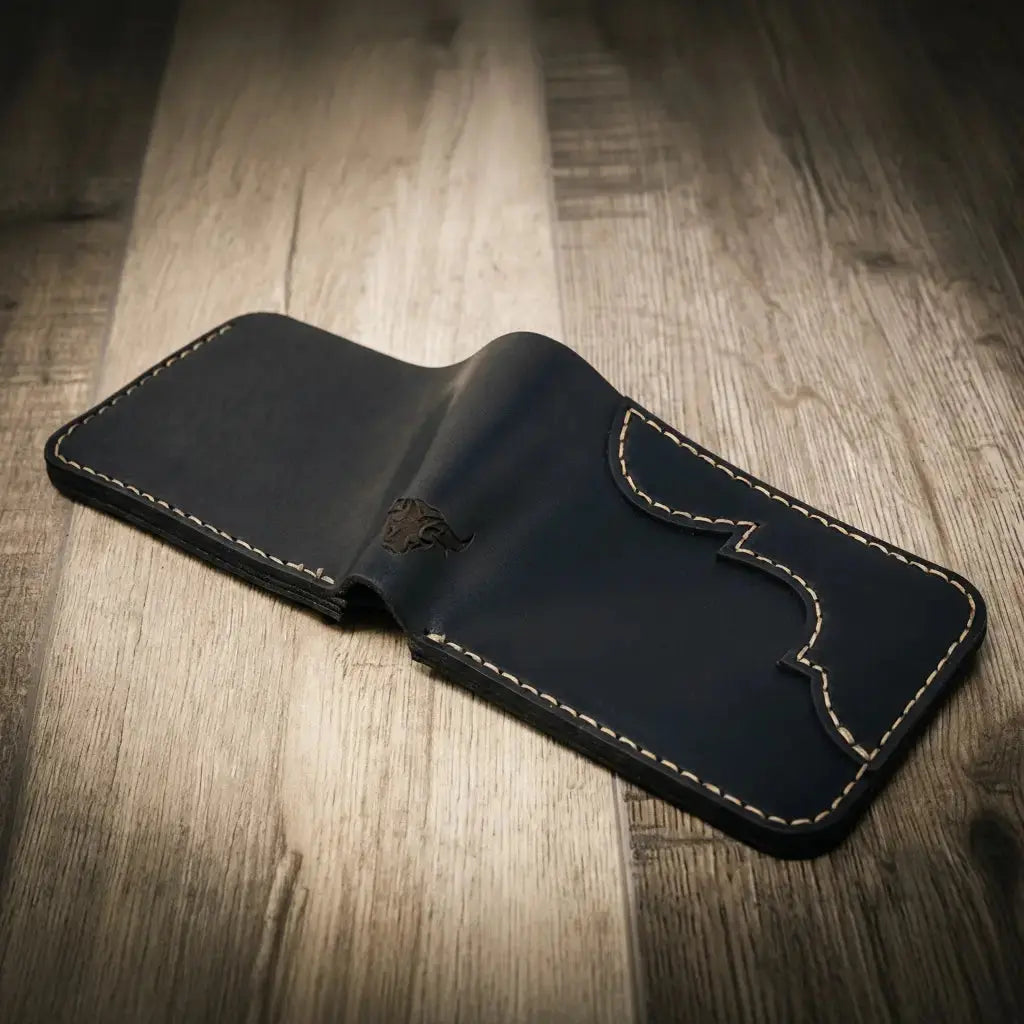 Western Bifold Wallet Bull Sheath Leather