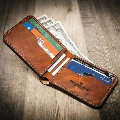 Western Bifold Wallet Bull Sheath Leather