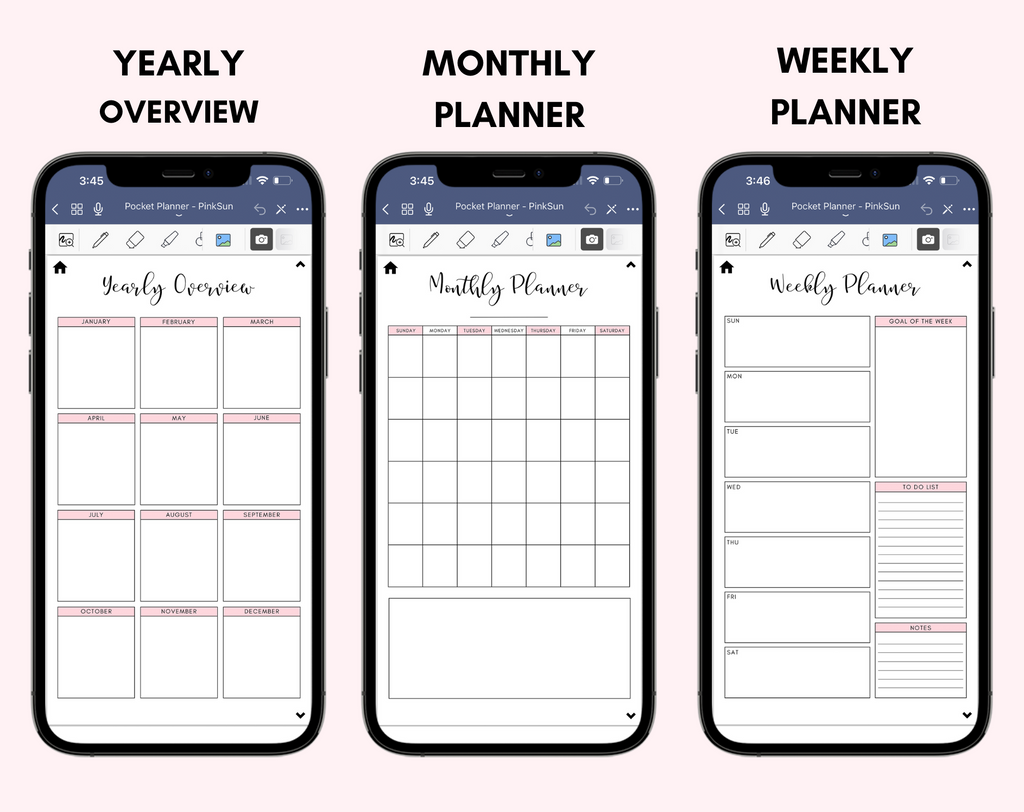 Digital Phone Planner Pink Jessica Autumn