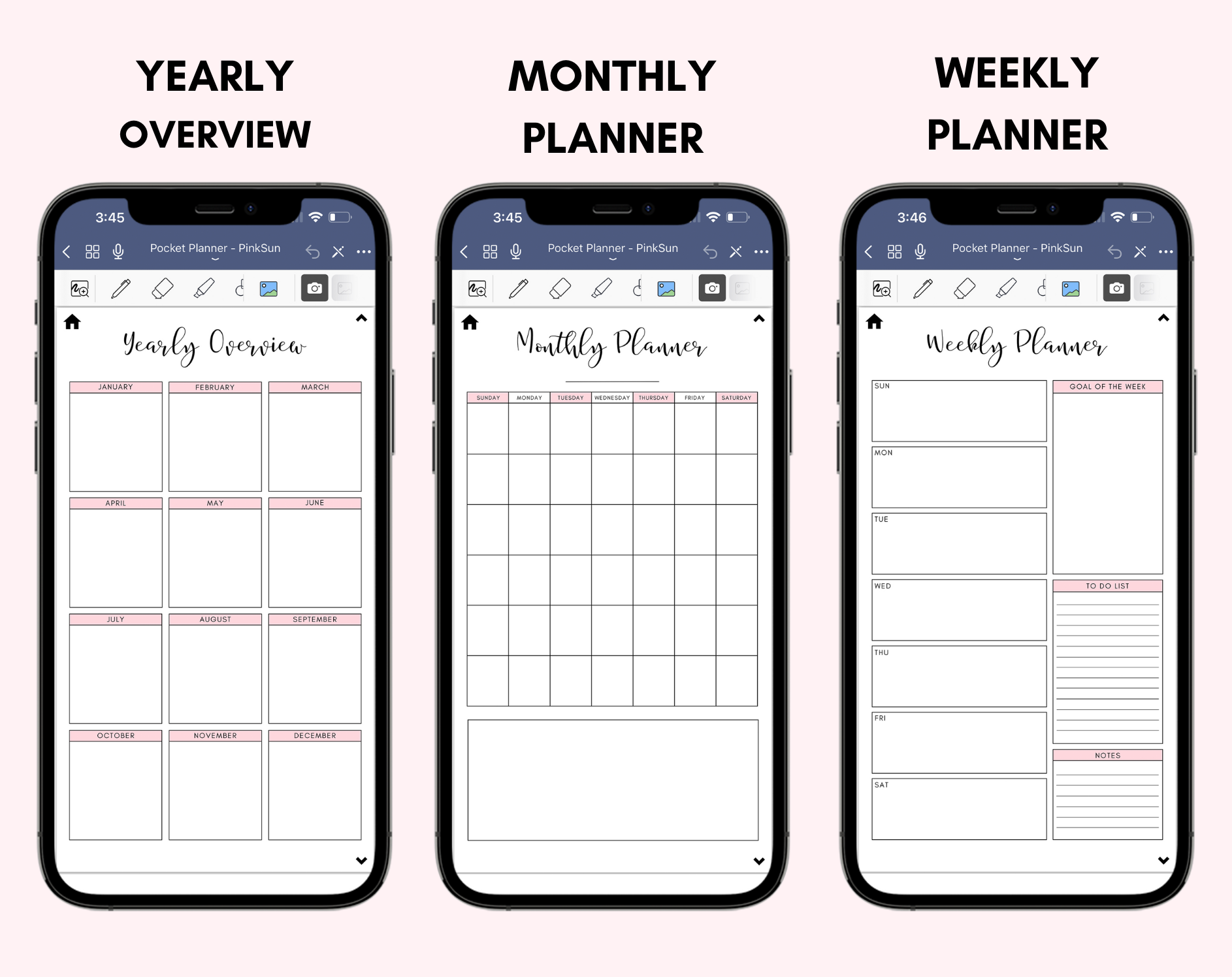 Digital Phone Planner Pink Jessica Autumn
