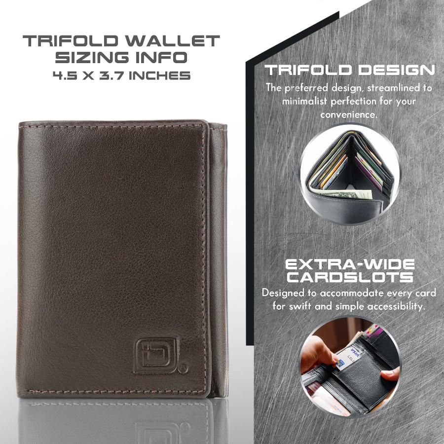 Mens RFID Wallet - Extra Capacity Trifold 7 slot with ID Window ID Stronghold