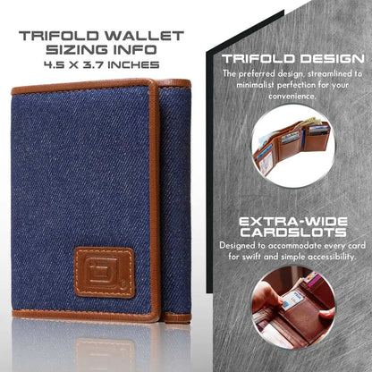 Mens RFID Wallet - Extra Capacity Trifold 7 slot with ID Window ID Stronghold