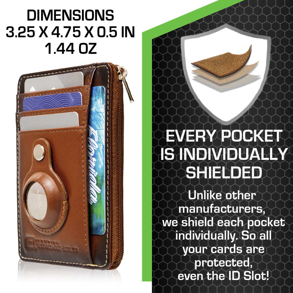 RFID Secure Slim Leather AirTag Wallet ID Stronghold