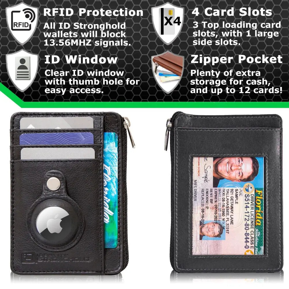 RFID Secure Slim Leather AirTag Wallet ID Stronghold