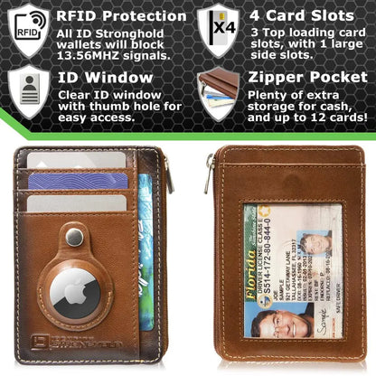 RFID Secure Slim Leather AirTag Wallet ID Stronghold