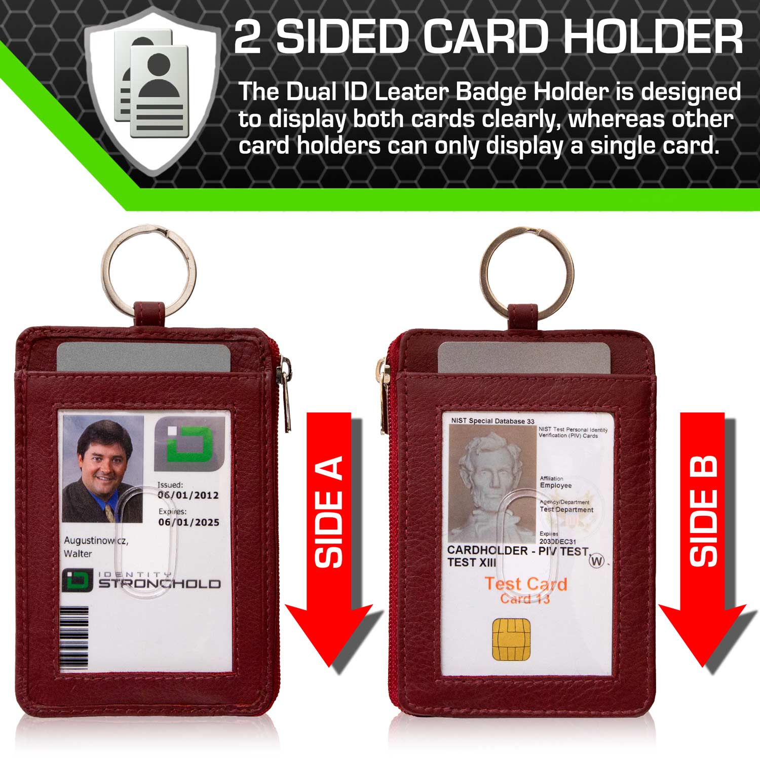 RFID Wallet Dual Portrait ID Leather Badge Holder ID Stronghold