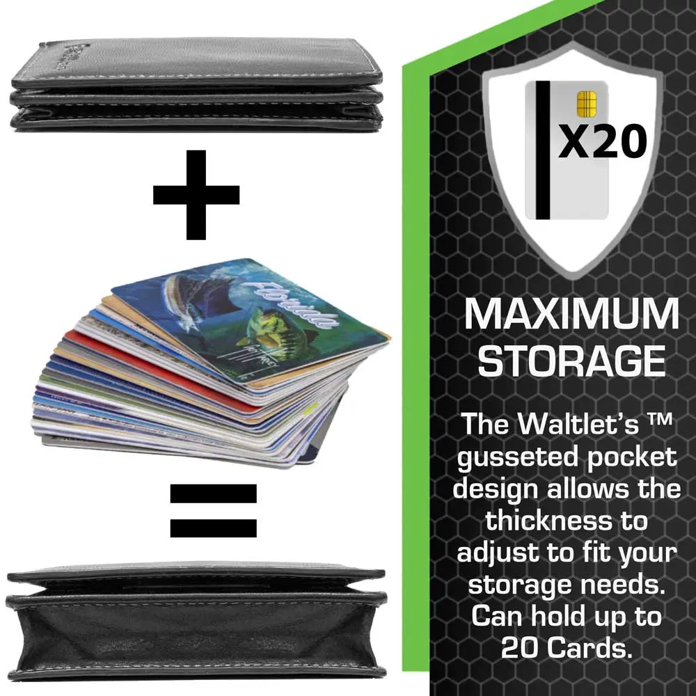 The Waltlet - Maximum Storage RFID Secure Minimalist Wallet ID Stronghold