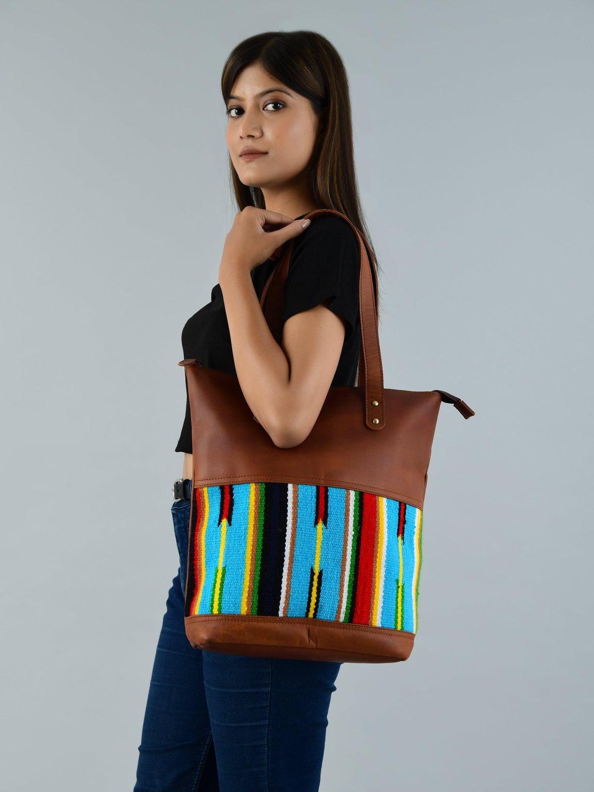 Multicoloured Leather Tote Bag Classy Leather Bags