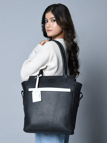 Midnight Elegance Noir Shopper Tote Classy Leather Bags