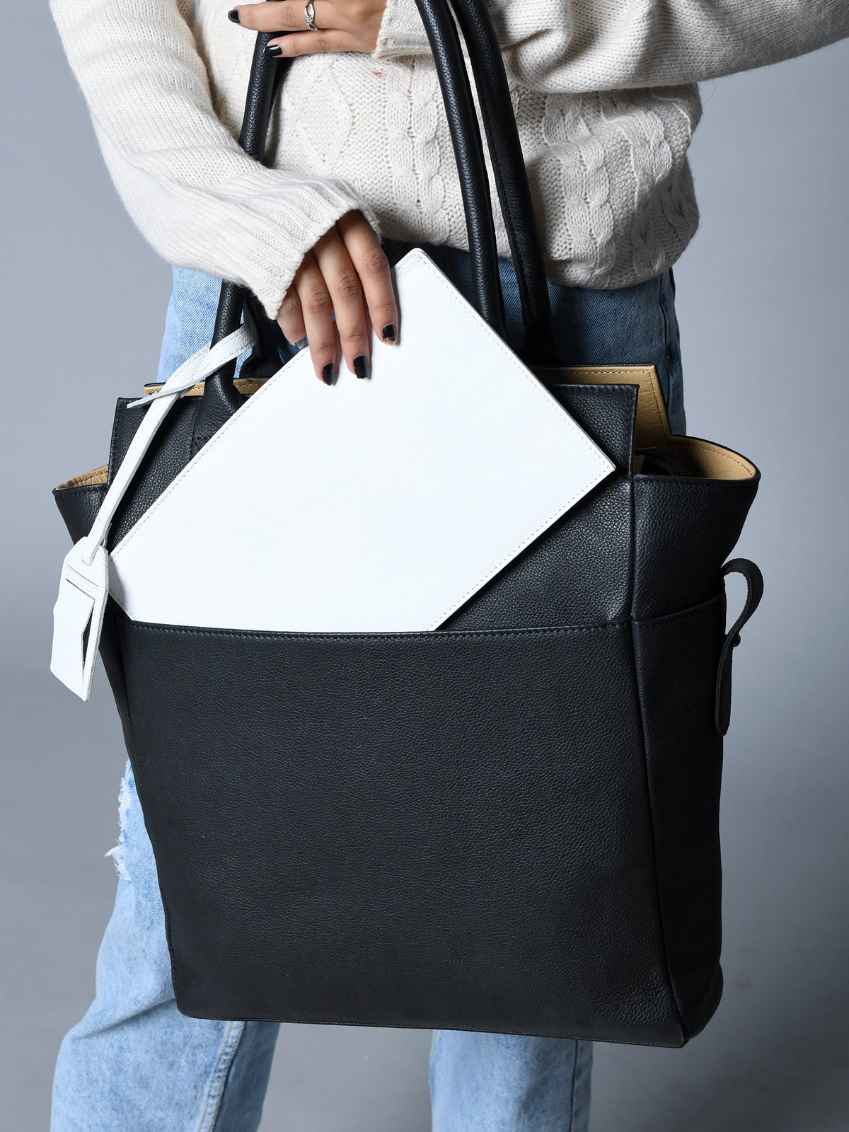 Midnight Elegance Noir Shopper Tote Classy Leather Bags