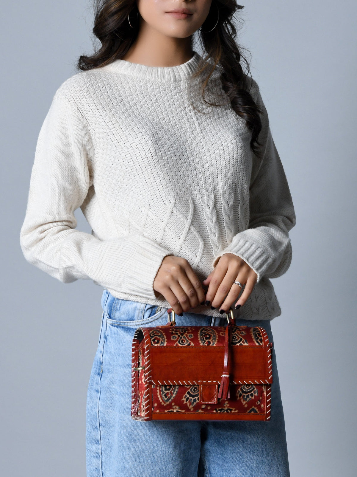 Maroon Mystique Ajrakh Satchel Purse Classy Leather Bags