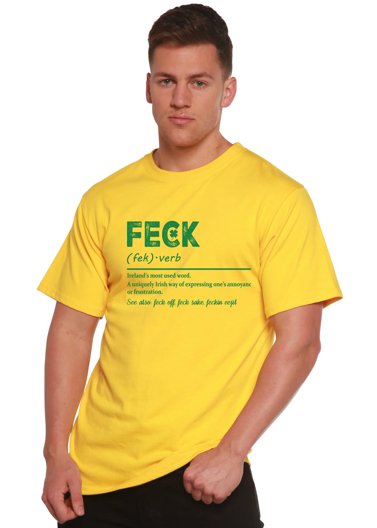 Feck Irish St Patricks Day Unisex Bamboo/Cotton Graphic T-Shirt Spun Bamboo