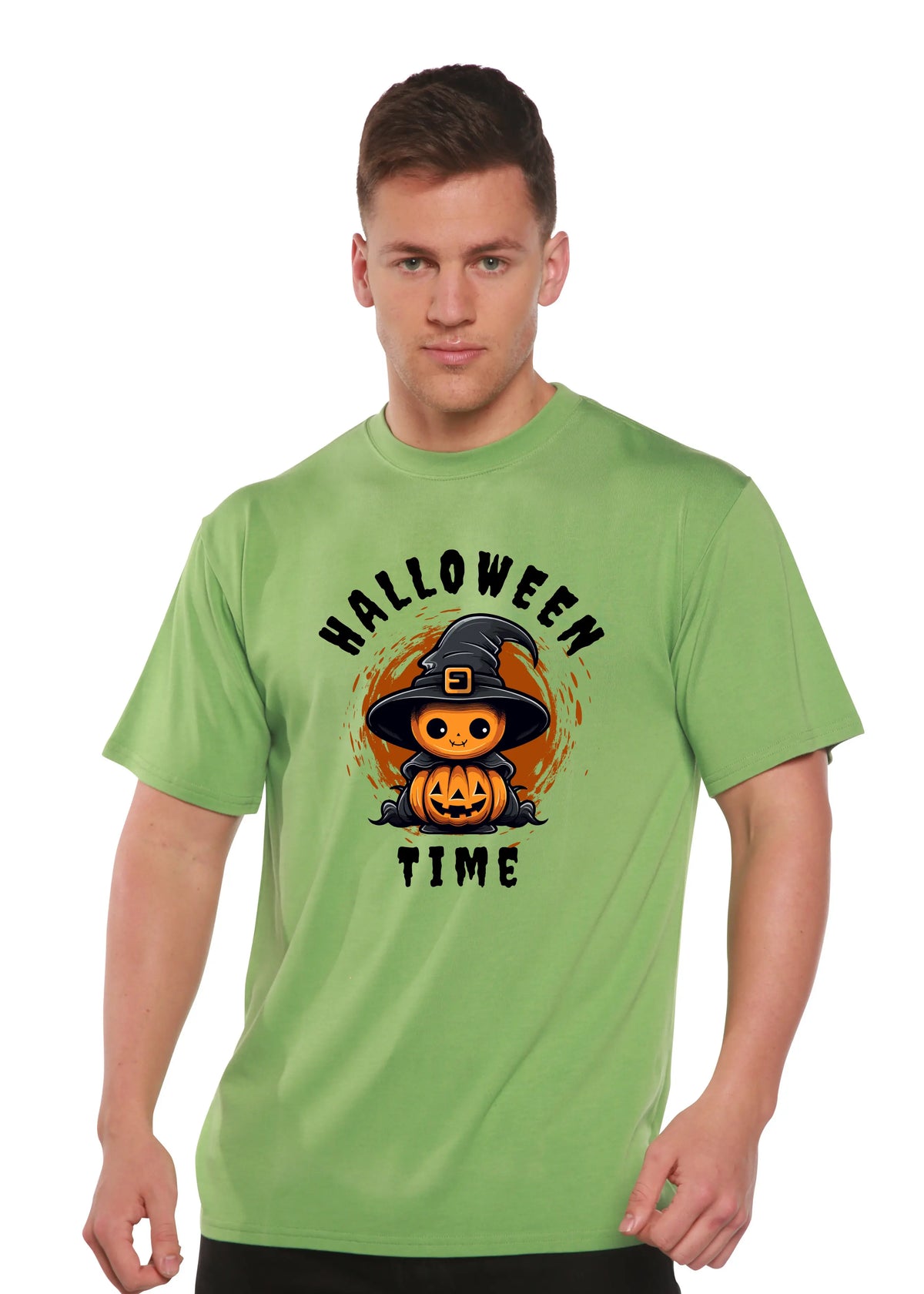 Halloween Time Unisex Bamboo Viscose/Organic Cotton Short Sleeve Graphic T-Shirt Spun Bamboo