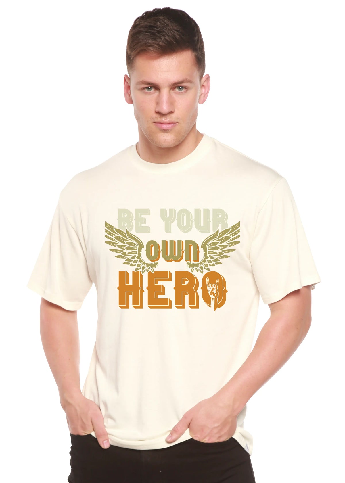 Be Your Own Hero Men's Bamboo Viscose/Organic Cotton Short Sleeve Graphic T-Shirt Spun Bamboo