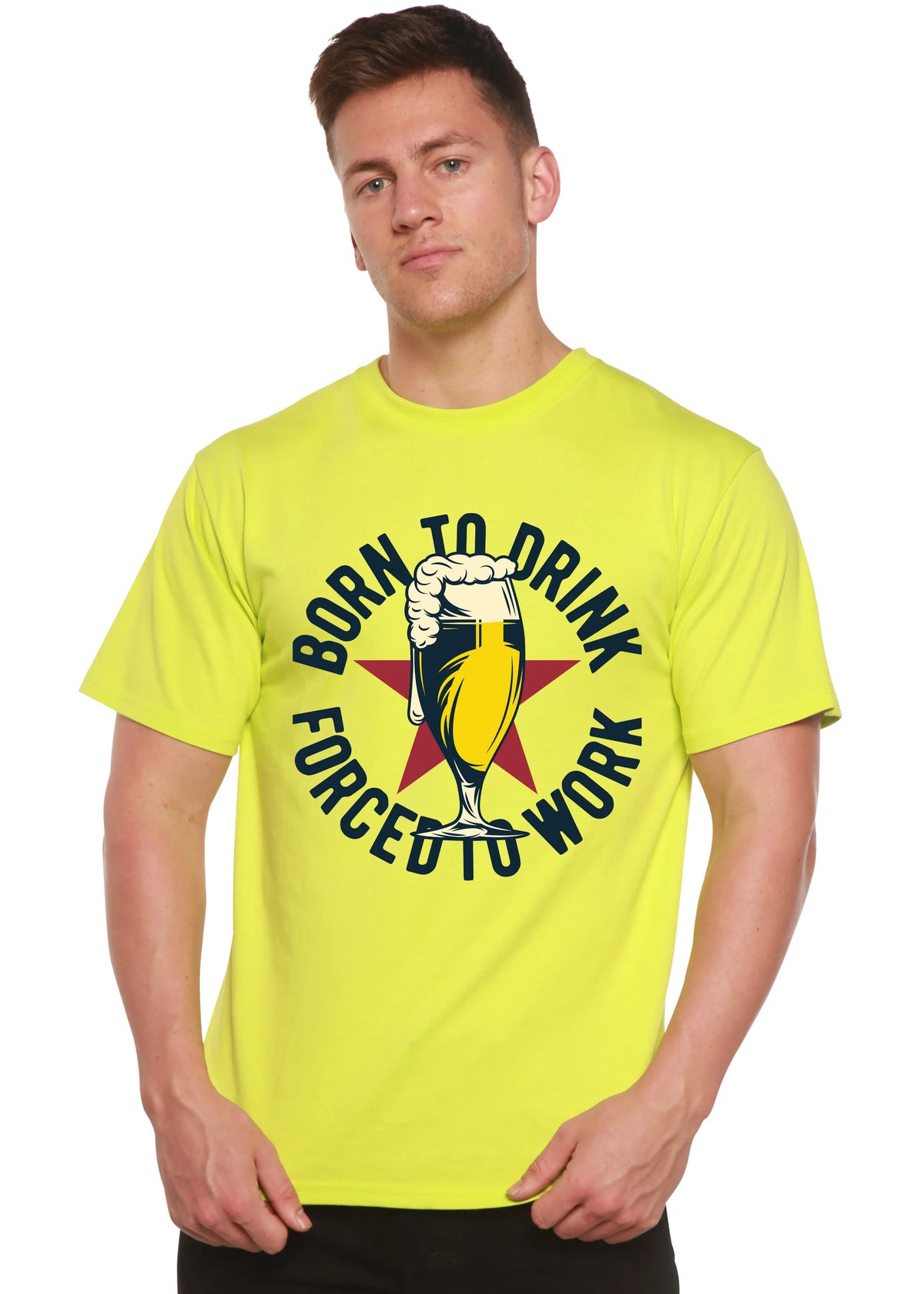 Born to Drink Men's Bamboo Viscose/Organic Cotton Short Sleeve Graphic T-Shirt Spun Bamboo
