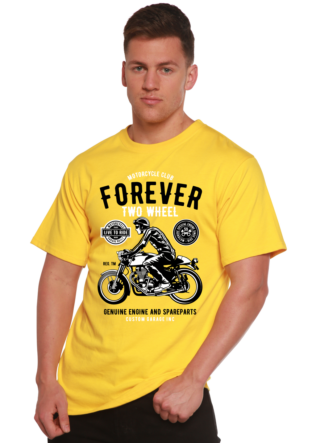 Forever Two Wheel Men's Bamboo Viscose/Organic Cotton Short Sleeve Graphic T-Shirt Spun Bamboo