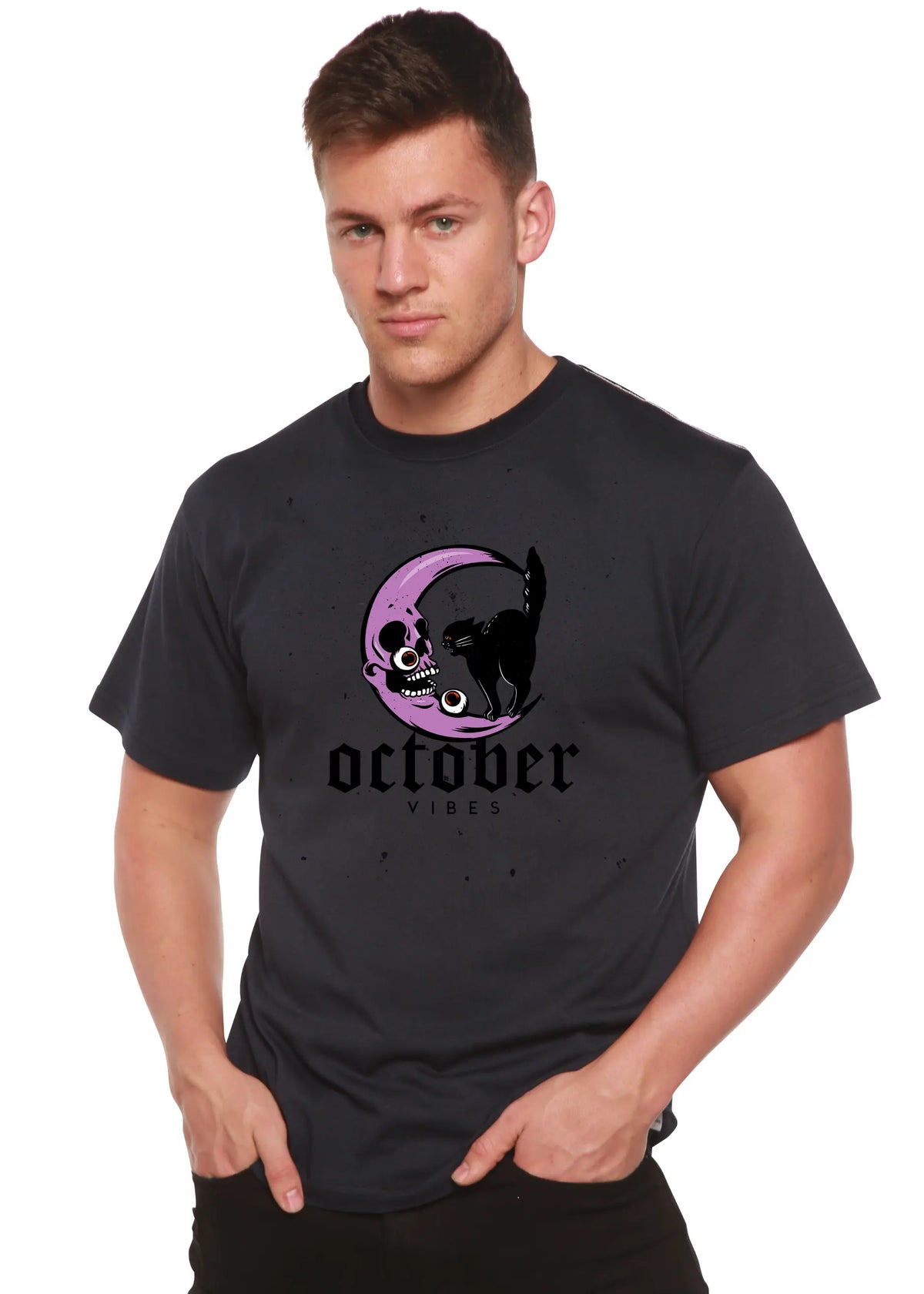 October Vibes Men's Bamboo Viscose/Organic Cotton Short Sleeve Graphic T-Shirt Spun Bamboo