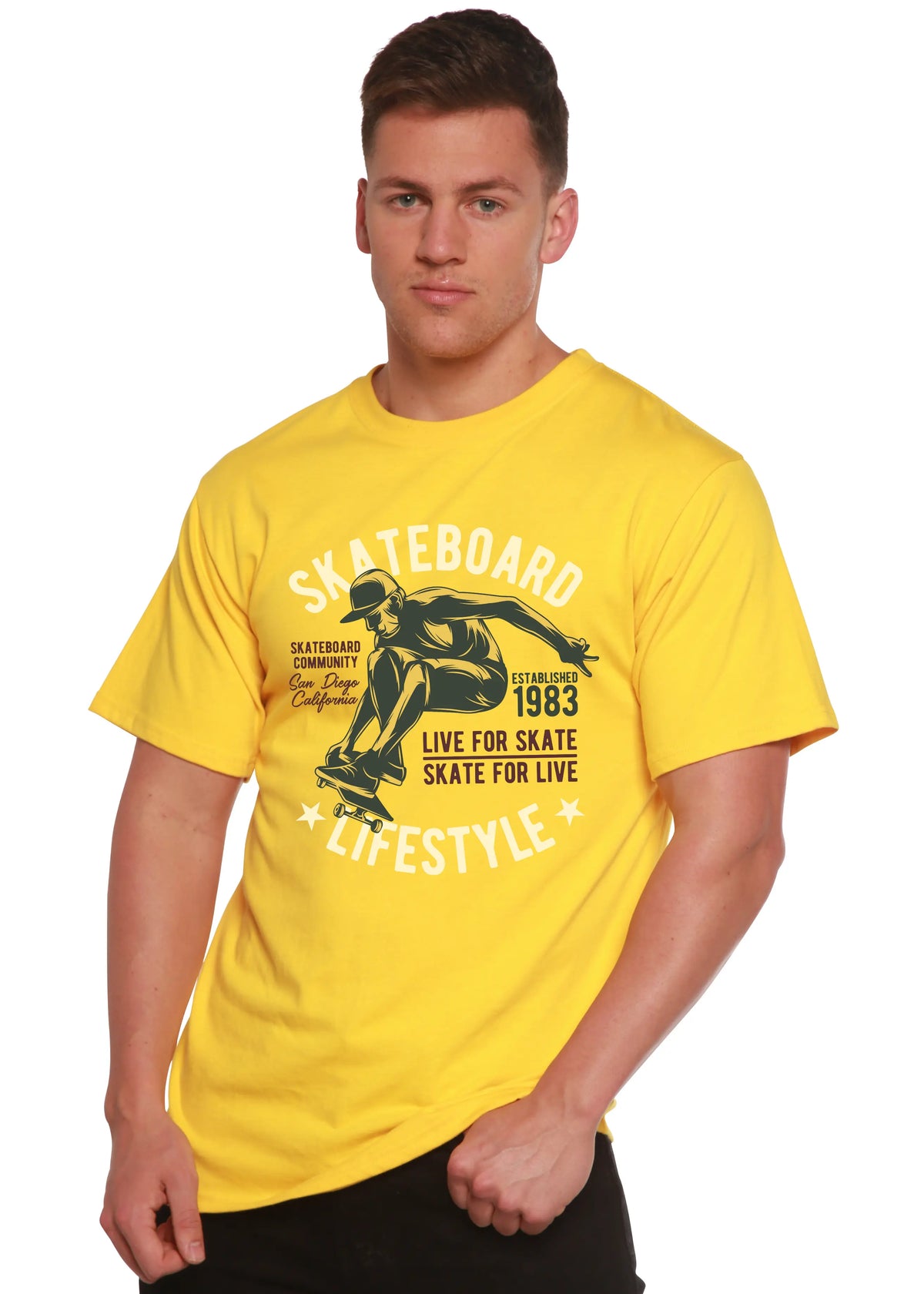 Skateboard Lifestyle Men's Bamboo Viscose/Organic Cotton Short Sleeve Graphic T-Shirt Spun Bamboo