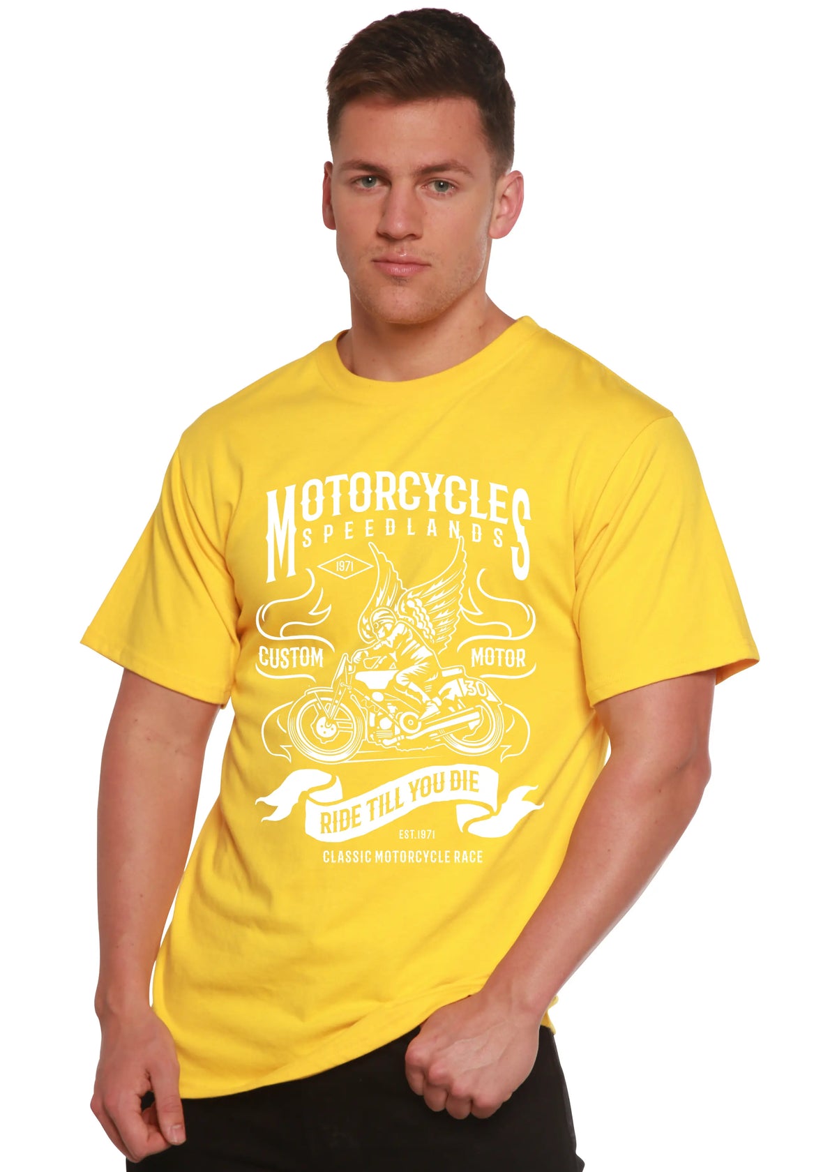 Motorcycles Men's Bamboo Viscose/Organic Cotton Short Sleeve Graphic T-Shirt Spun Bamboo
