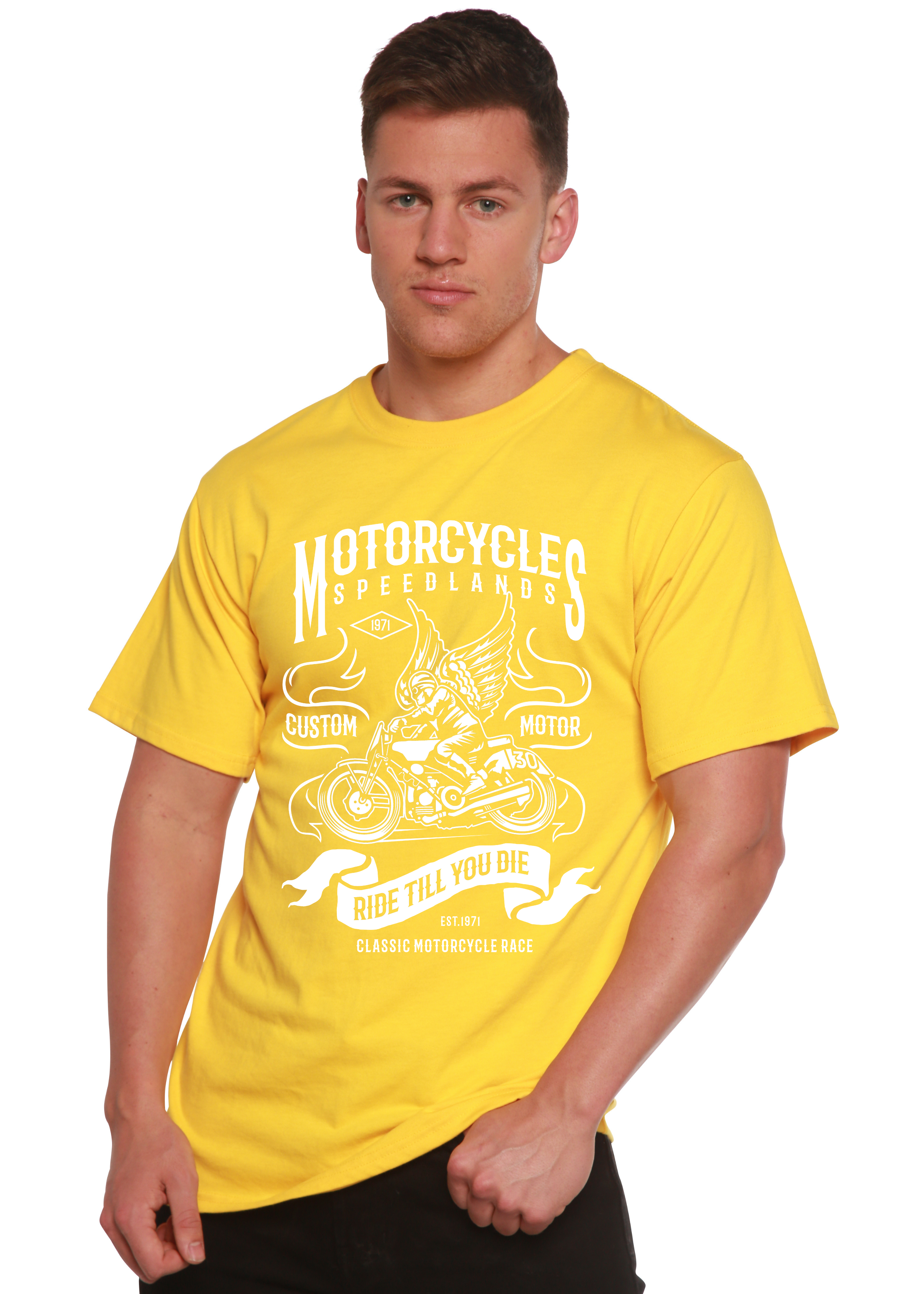 Motorcycles Men's Bamboo Viscose/Organic Cotton Short Sleeve Graphic T-Shirt Spun Bamboo