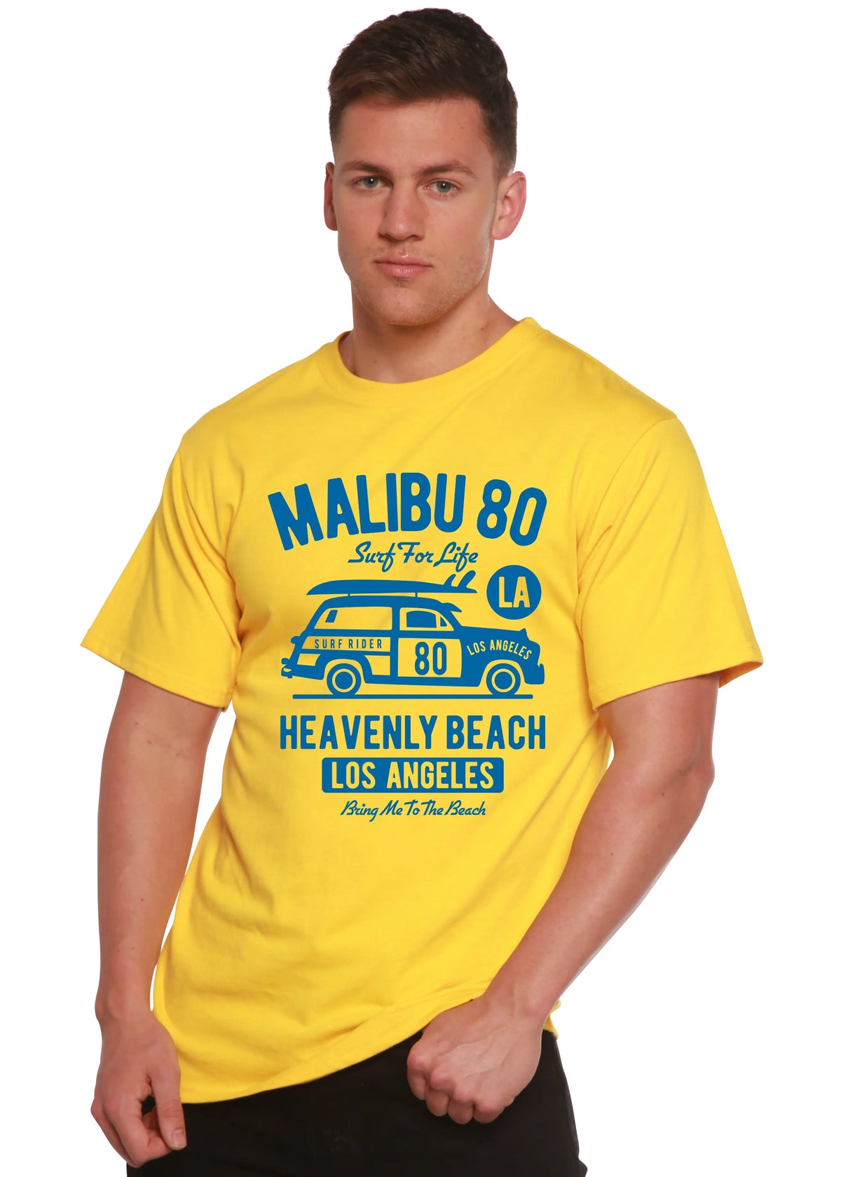 Malibu 80 Men's Bamboo Viscose/Organic Cotton Short Sleeve Graphic T-Shirt Spun Bamboo