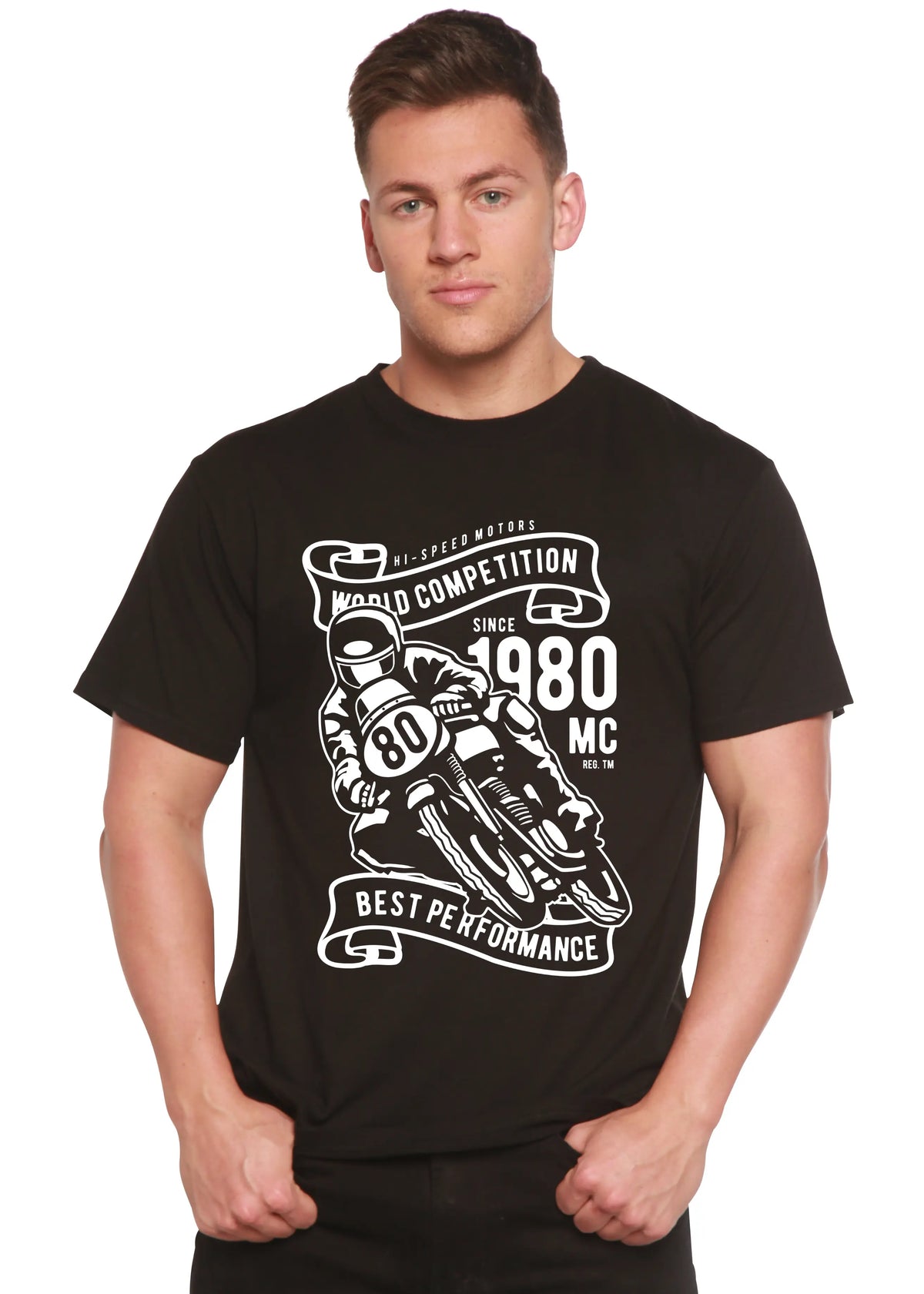 World Competition Men's Bamboo Viscose/Organic Cotton Short Sleeve Graphic Graphic T-Shirt Spun Bamboo