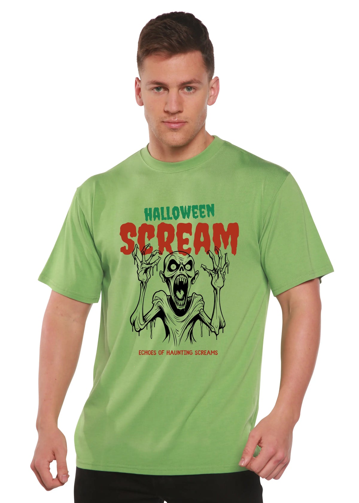 Halloween Scream Men's Bamboo Viscose/Organic Cotton Short Sleeve Graphic T-Shirt Spun Bamboo