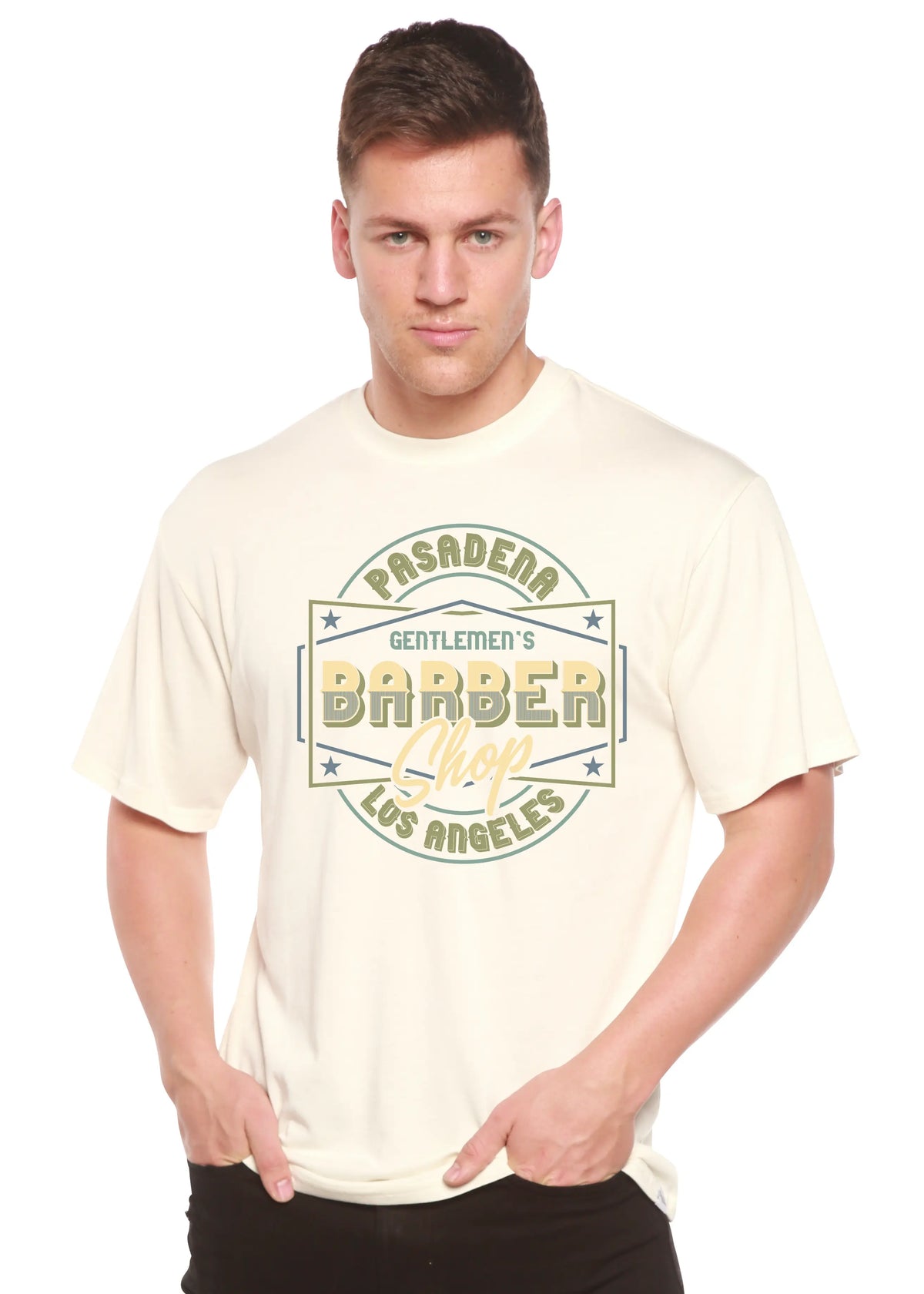 Gentlement's Barber Shop Men's Bamboo Viscose/Organic Cotton Short Sleeve Graphic T-Shirt Spun Bamboo