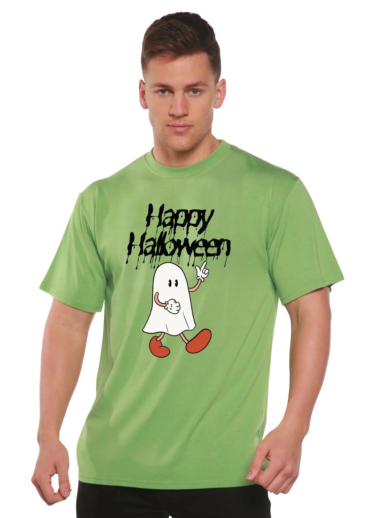 Happy Halloween Men's Bamboo Viscose/Organic Cotton Short Sleeve Graphic T-Shirt Spun Bamboo