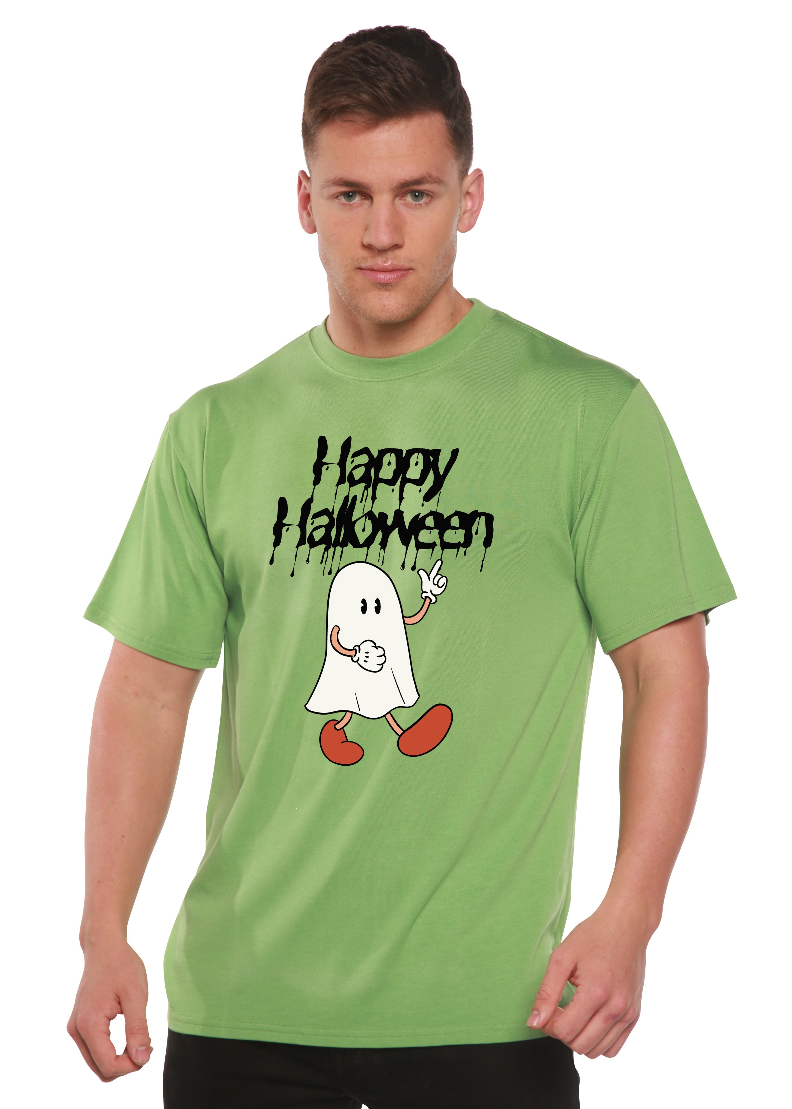 Happy Halloween Men's Bamboo Viscose/Organic Cotton Short Sleeve Graphic T-Shirt Spun Bamboo